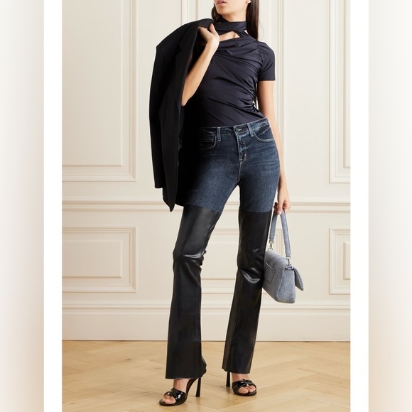 New L’Agence Ruth High Rise Straight Jeans in Magnolia Black Coated 2 Tone Sz 23 - Picture 3 of 15